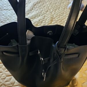 Michael Kors Black Pebbled Leather Tote with Key Charm